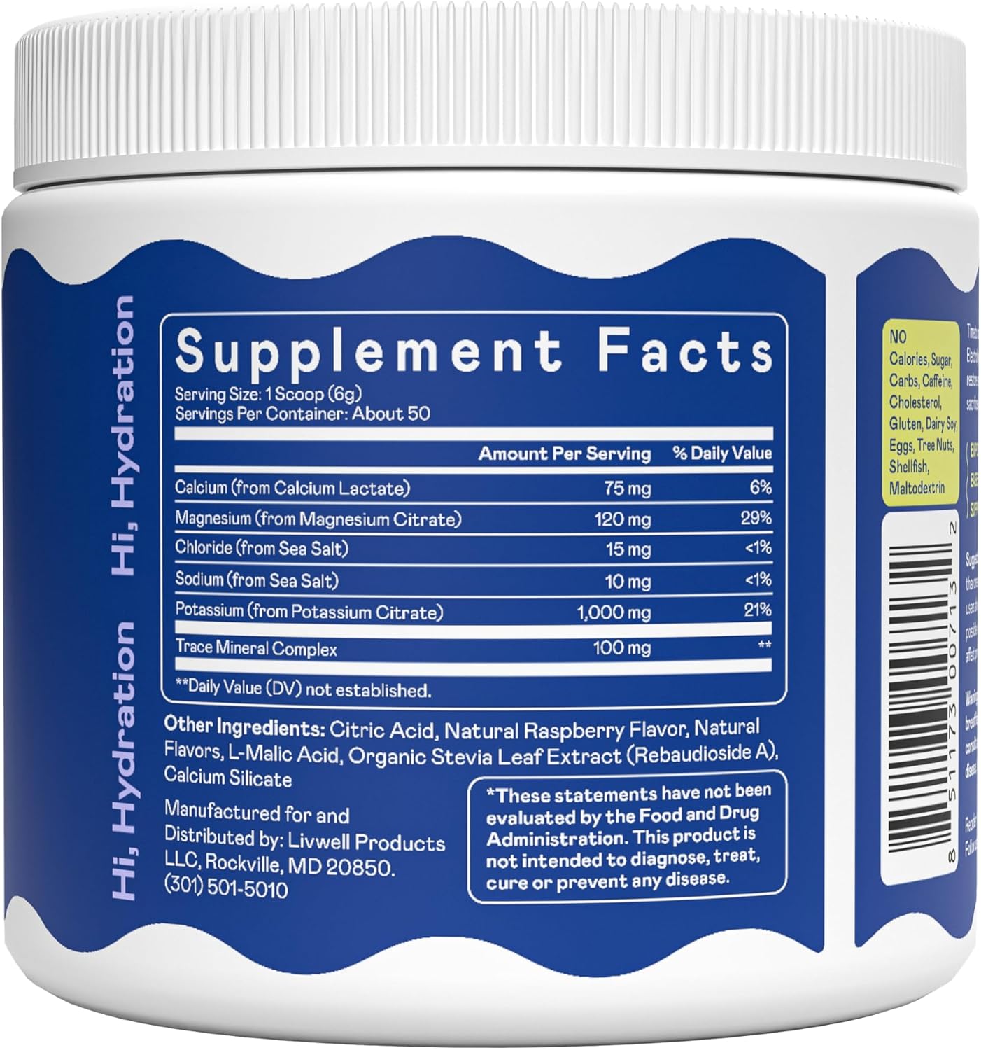 Hi-Lyte K1000 Electrolytes Powder Blue Raspberry Keto & Performance, 50 Servings