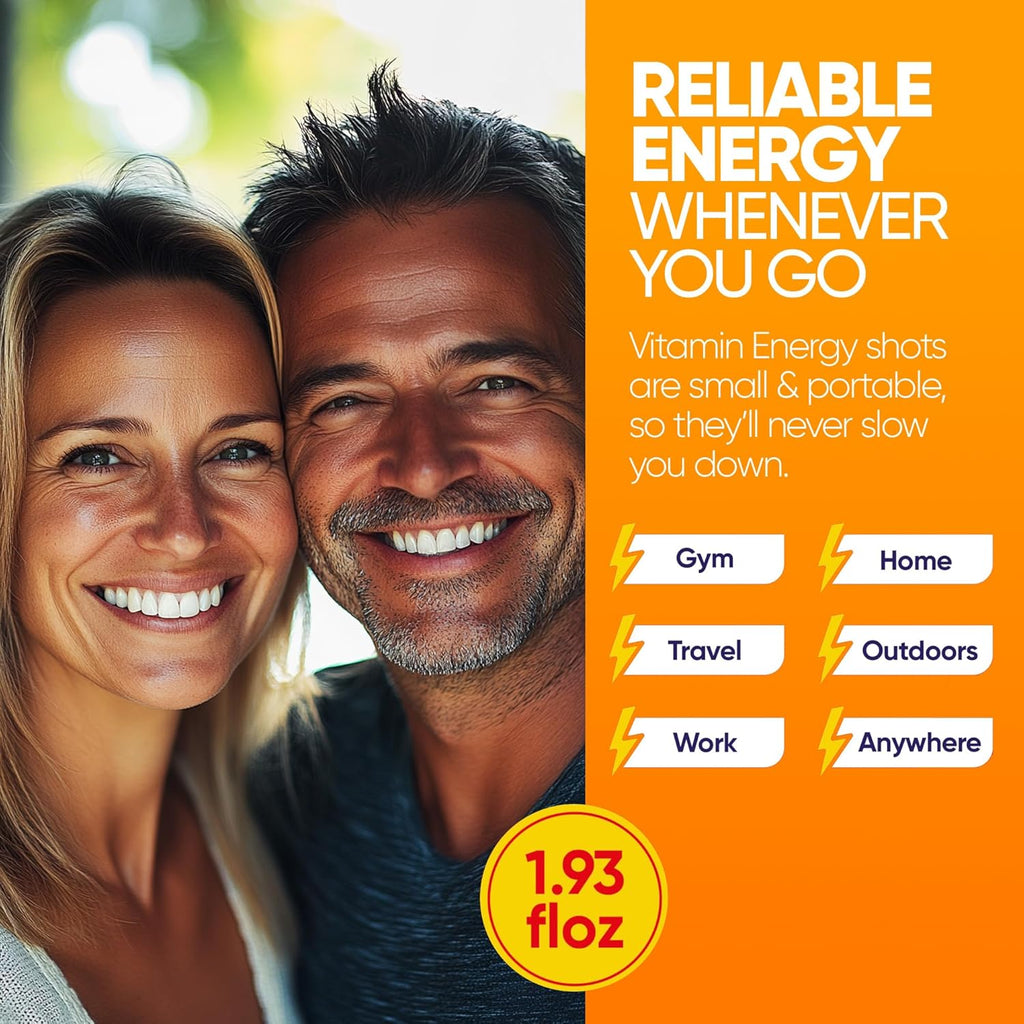 Vitamin Energy Immune+ Extra Strength Energy Shot Orange Burst 12 Pack, 260mg Natural Caffeine, B-Vitamins, Citicoline, Green Tea, Immunity & Focus Support, Zero Sugar, Gluten-Free 1.93 fl oz