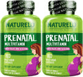 NATURELO Prenatal Multivitamin with Gentle Chelated Iron, Methyl Folate, Plant Calcium & Choline - Vegan, Vegetarian - Non-GMO - Gluten Free - 180 Capsules - 4 Month Supply (Pack of 2)