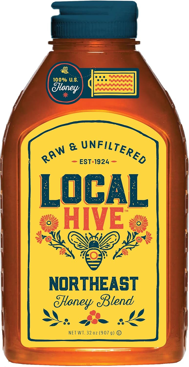 Local Hive Northeast Raw & Unfiltered – 32 oz | 100% Pure U.S. Honey | Natural Sweetener Sourced from American Bees & Beekeepers | Richly Floral Flavor | Ideal for Tea, Baking & Cooking
