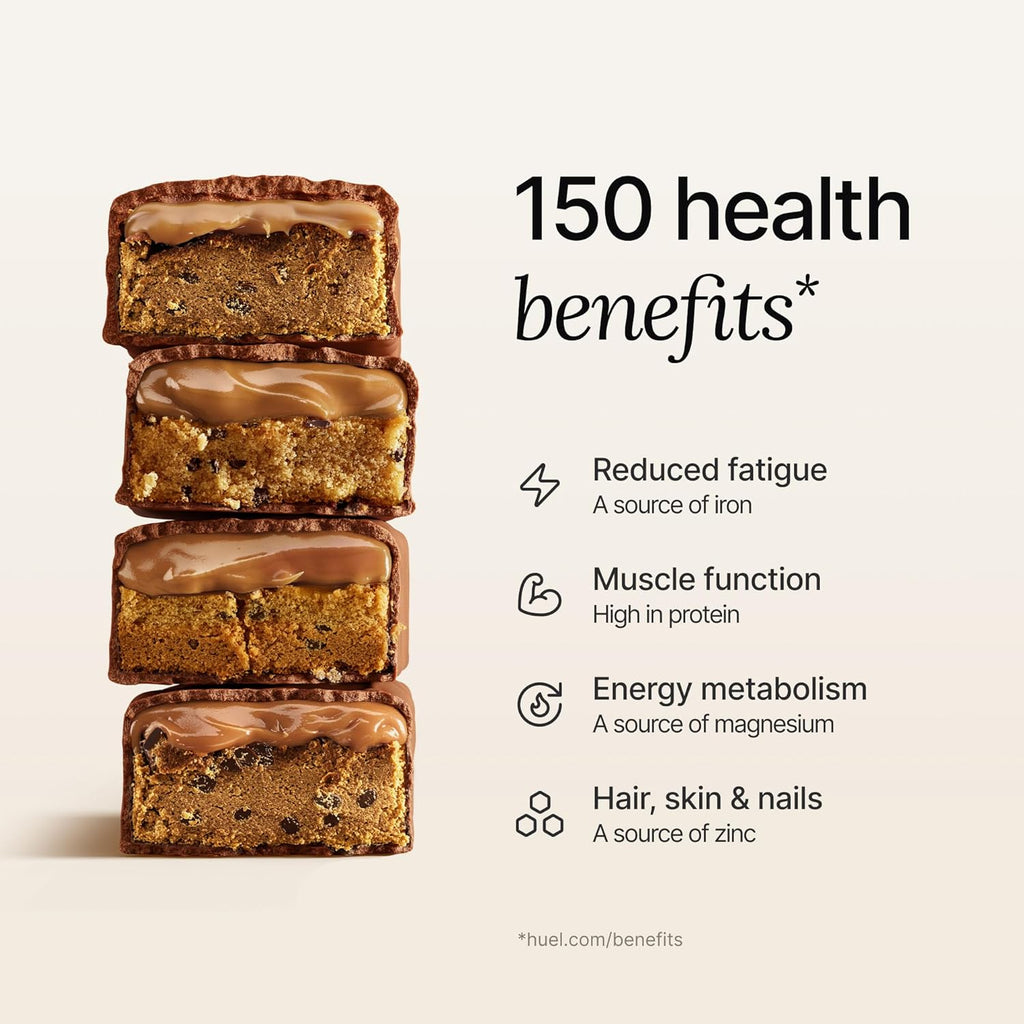 Huel Complete Nutrition Vegan Protein Bars | Cookie Dough | 13g Protein | 27 Vitamins & Minerals, 2g Sugar, Non-GMO, 100% Plant Based Snack | 12 Pack
