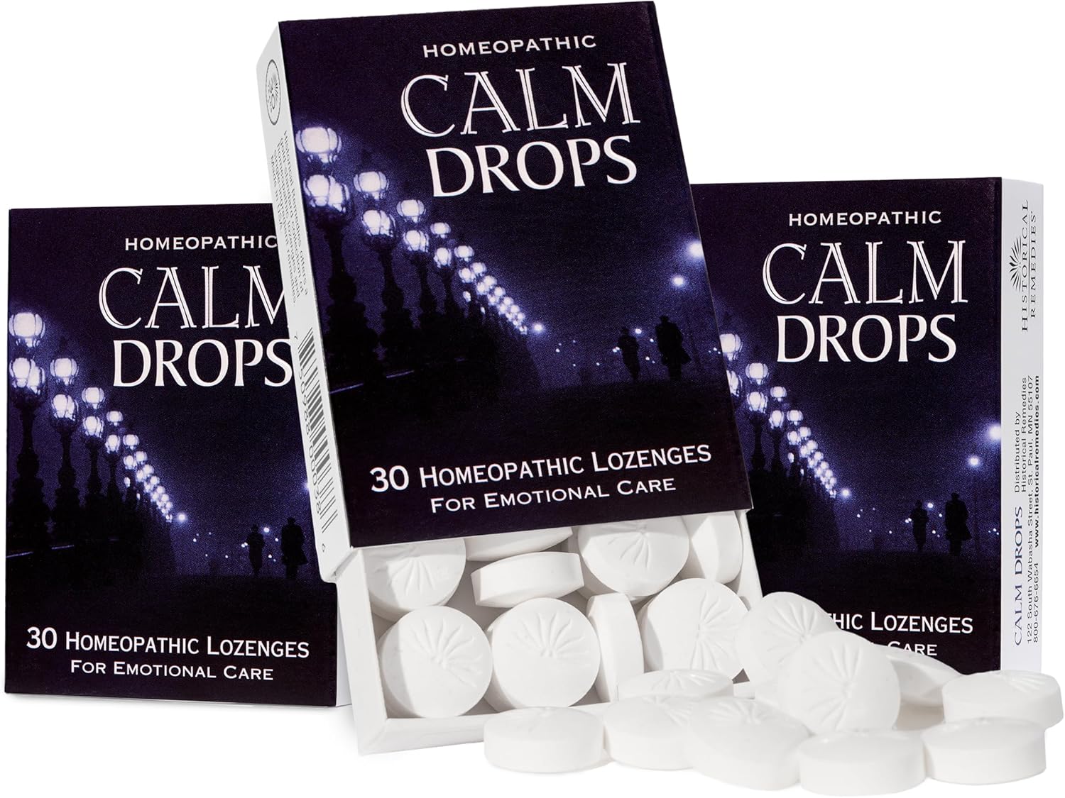 Calm Drops Homeopathic Lozenges (3 Pack)| Natural Care for Emotional Stress Relief, Vegan & Gluten-Free Organic Vanilla Flavor Drops to Promote Relaxation and a Sense of Calm