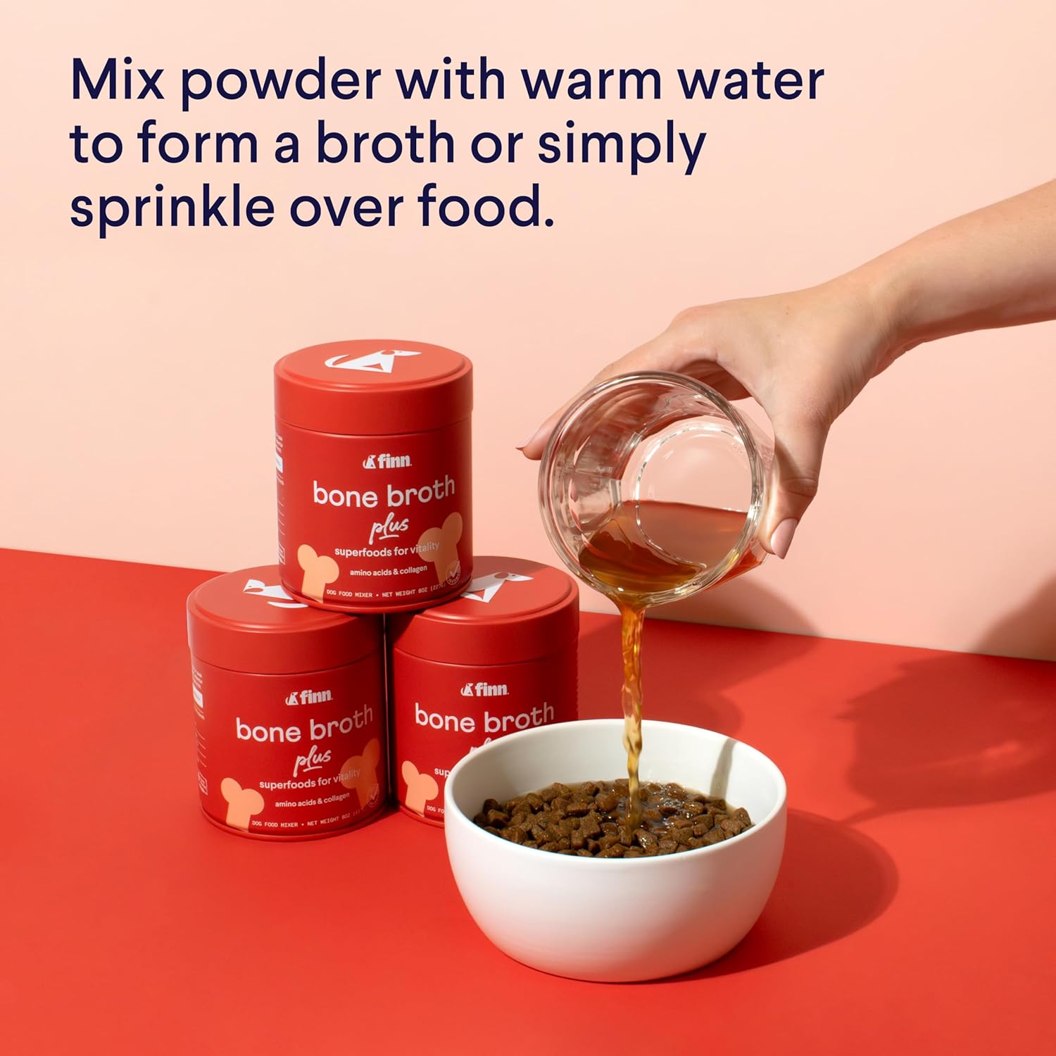 Finn Bone Broth Plus for Dogs | Joint & Mobility Topper Packed with Collagen & Amino Acids | Only 6 Ingredients | Powdered Meal Topper for Dogs