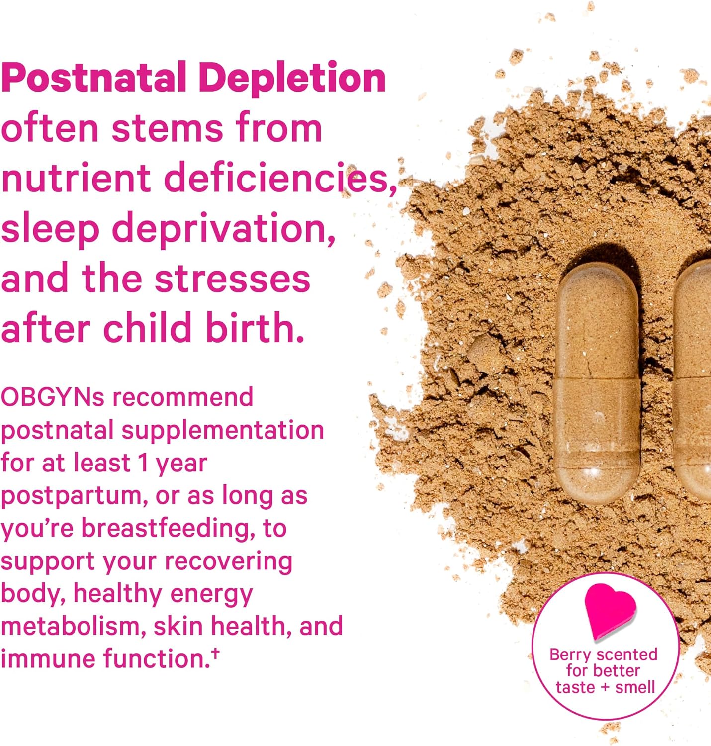 Pink Stork Postpartum Mood Support - Postnatal Hormone Balance for Women - Breastfeeding Friendly - Stress & Cognitive Support, New Mom Essentials - Ashwagandha, Chamomile, & Vitamin D, 60 Capsules