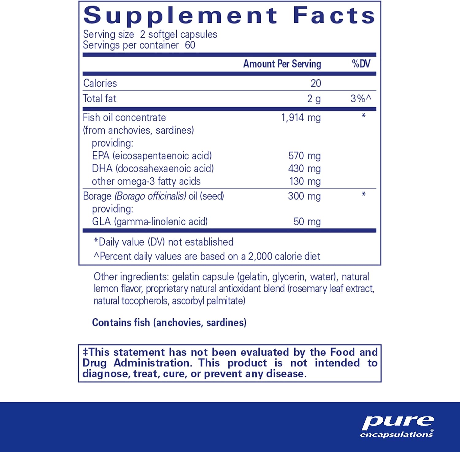 Pure Encapsulations EFA Essentials | Triglyceride-Form Fish Oil and Borage Oil Blend | 120 Softgel Capsules