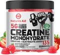Creatine Monohydrate Gummies (5g) – Pre-Workout Energy & Muscle Growth Support for Men & Women | Strawberry Electrolyte Gummies (135 Count)