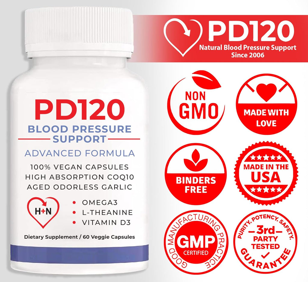 Blood Pressure Support Supplements, Black Garlic Extract with COQ10 - Blood Pressure Supplements, - 60 Capsules