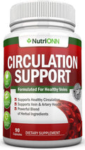 Blood Circulation Support - All Herbal Supplement For Healthy Blood Flow, Arteries & Veins - Promotes Leg Comfort - With Hawthorn, Niacin, L-Arginine, Butcher’s Broom, Cayenne Pepper, Horse Chestnut