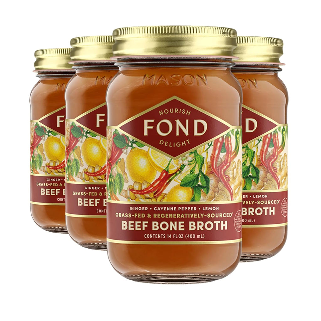 FOND Grass-fed Regenerative Beef Bone Broth infused with Organic Ginger & Cayenne