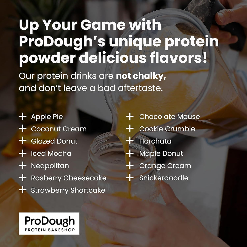 ProDough Gourmet Whey Isolate Hydrolized Protein Powder for Shake Mix- Easy Digest Enzyme Blend, 25g Protein per Serving, Natural Ingredients, Gluten Free, Keto Friendly (Glazed Donut)