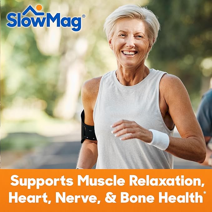SlowMag Muscle & Heart Magnesium Chloride Supplement with Calcium, 180 Count, Supports Muscle Relaxation, Heart, Nerve & Bone Health, High Absorption (Pack of 2)