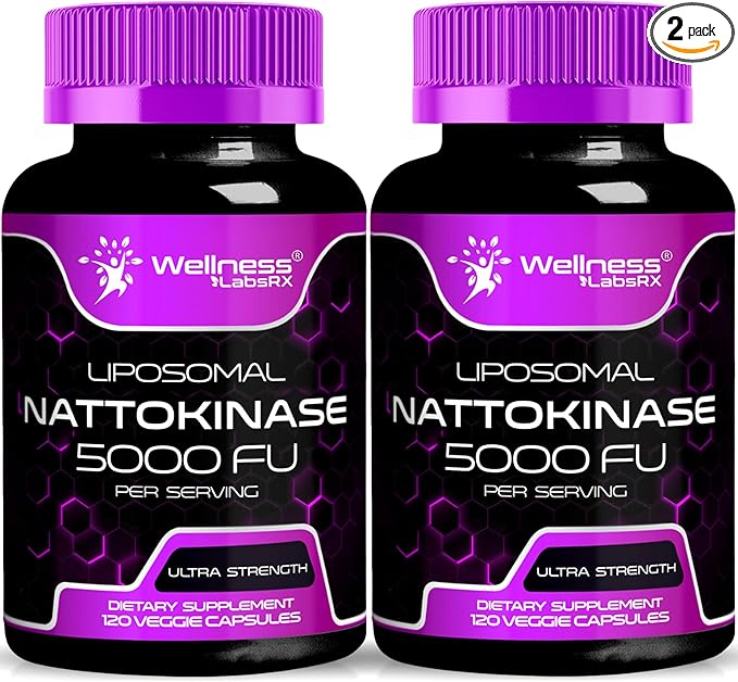 Nattokinase Supplement Capsules 5000 FU, Third-Party Tested Nattokinase – Enzymes from Japanese Natto – Daily Wellness Support – 120 Count (Pack of 2)