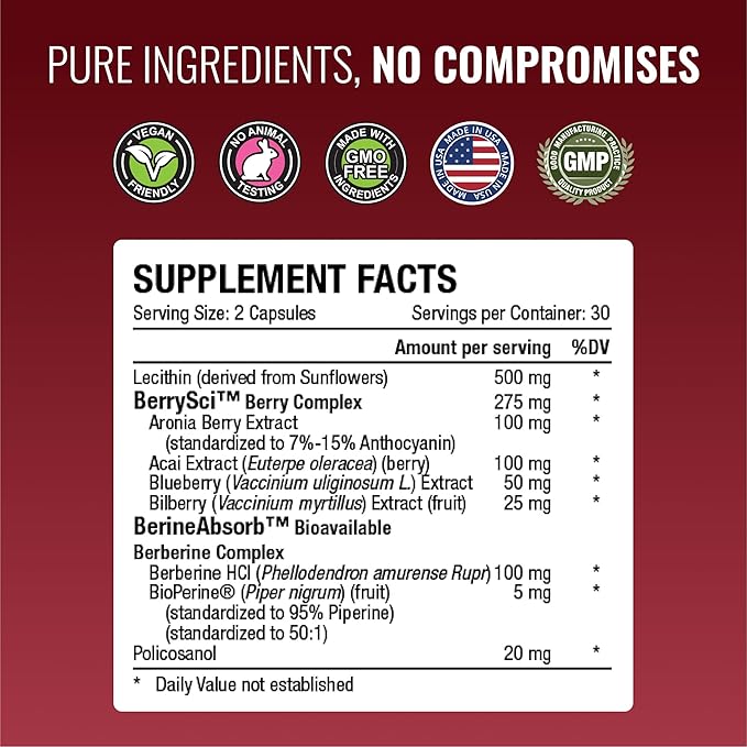 Approved Science Cholestrin - Lipid Level Support - Antioxidants, Lecithin, Berberine HCL, Berries, BioPerine - 60 Capsules - Pack of 3