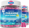 L Theanine Calm Gummies 500mg, Sugar-Free Liposomal L-Theanine Supplement, w/Safforn, Magnesium Glycinate, GABA, Ashwagandha, Algae Omega-3, Vitamin D3 B12, for Brain Calm, Relax, Mood, Zzz, 120Cts