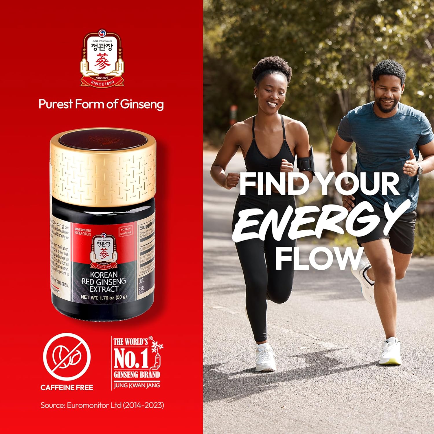 Korean Red Ginseng Extract Paste (HongSam Jung) - Panax Ginseng Adaptogen Supplements - Energy Boost & Immune Support, Caffeine Free & Gluten Free (50g, 1.76 oz)