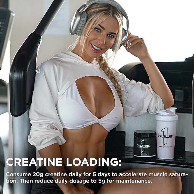 Rule 1 Creatine Powder – Pure Micronized Creatine Monohydrate for High-Intensity Exercise and Lean Body Mass Support, Flavored and Unflavored (75 Servings, Unflavored)