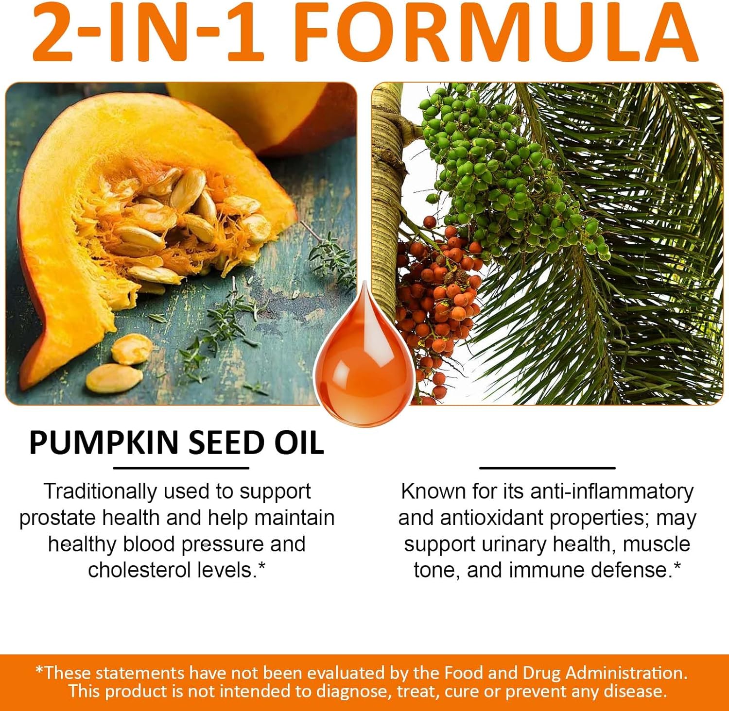 Pumpkin Seed Oil Capsules, 2-in-1 Formula with Saw Palmetto for Hair, 1000mg 300Softgels Rich in Fatty Acids | Supports Hair Heart