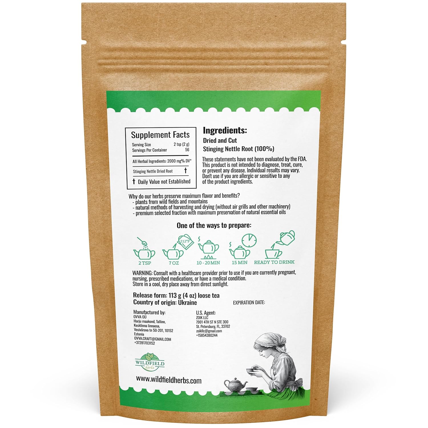 4 oz. Nettle Root Dried Stinging Herbal Tea - 113g Stinging Nettle Root Herb Tea Raíz De Ortiga