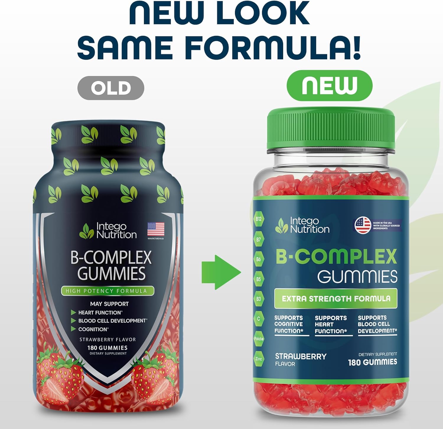Vitamin B Complex Gummies for Adults, B Complex Vitamin Supplement for Women and Men, B Vitamins Complex Gummies for Energy and Brain Health, Natural Strawberry Flavor, 180 Count