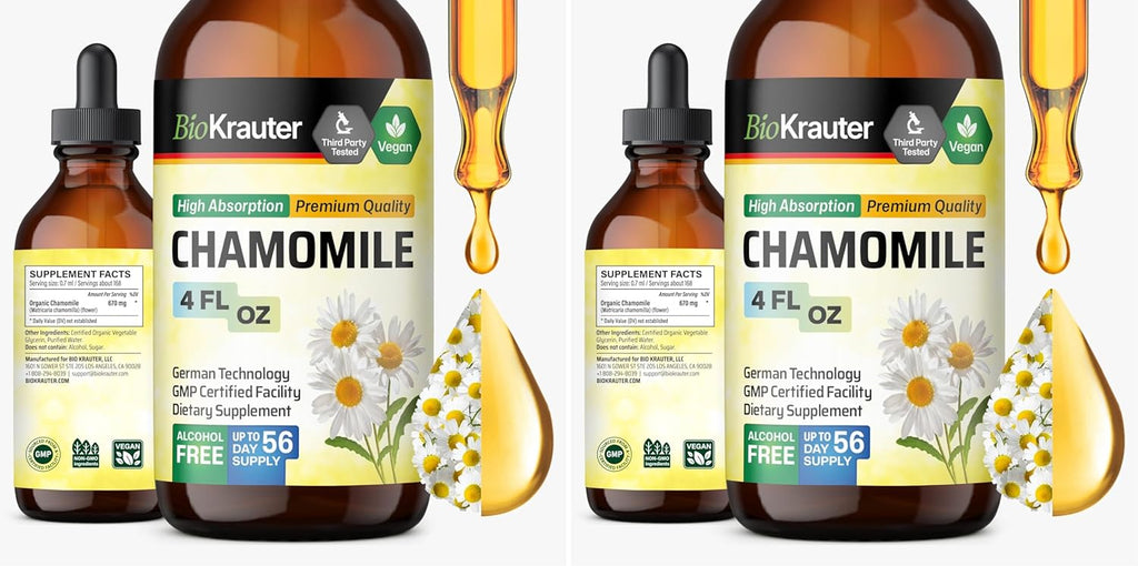 BIO KRAUTER Chamomile Tincture - Chamomile Extract - Supplement for Relaxation and Calmness Support - Alcohol and Sugar Free - Vegan Drops 4 Fl.Oz. (Pack of 2)