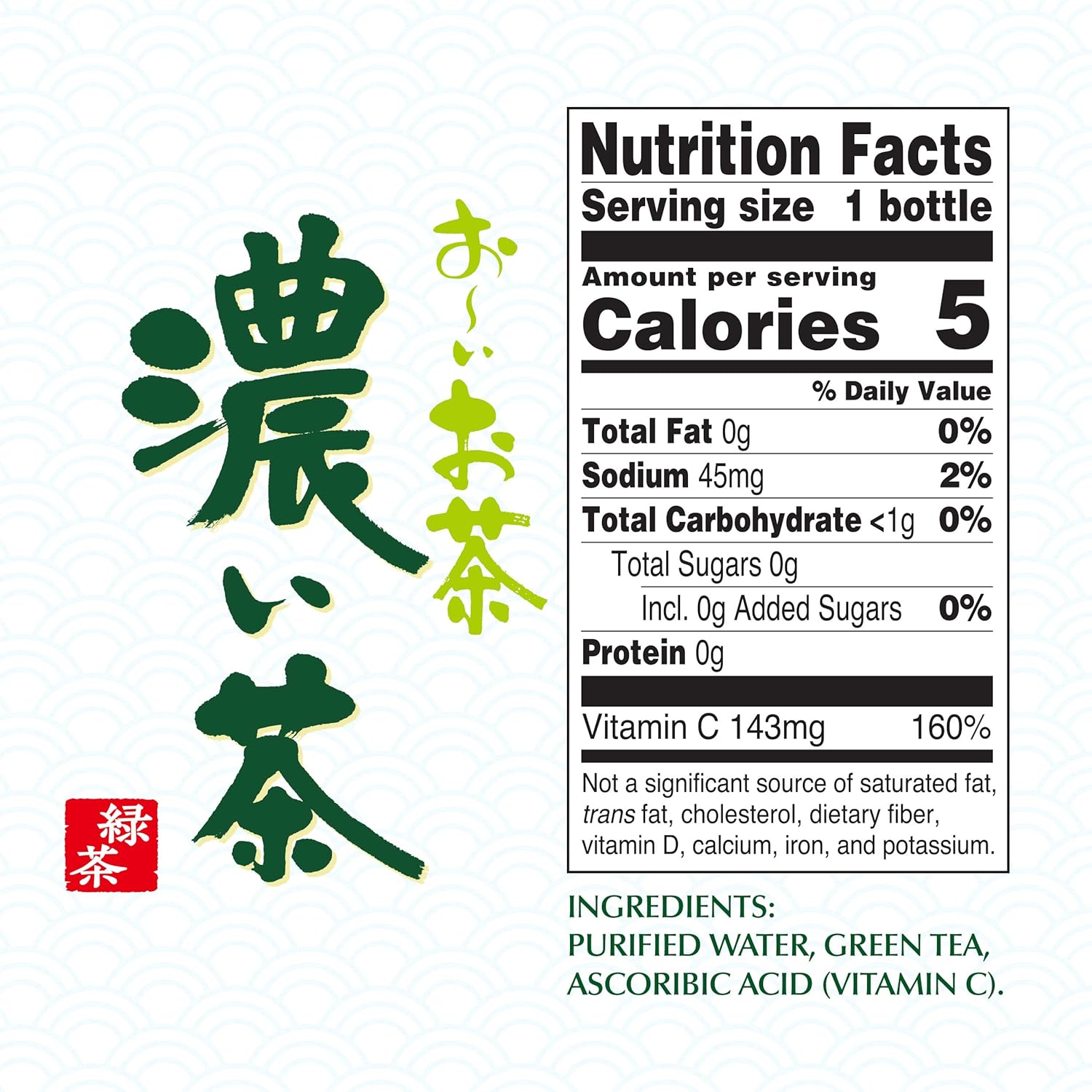 Ito En Oi Ocha Unsweetened Bold Green Tea, 16.9 Fluid Ounce (Pack of 12), Unsweetened, Low Calorie