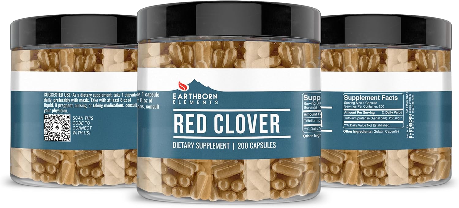 Earthborn Elements Red Clover, 200 Capsules, Pure & Undiluted, No Additives