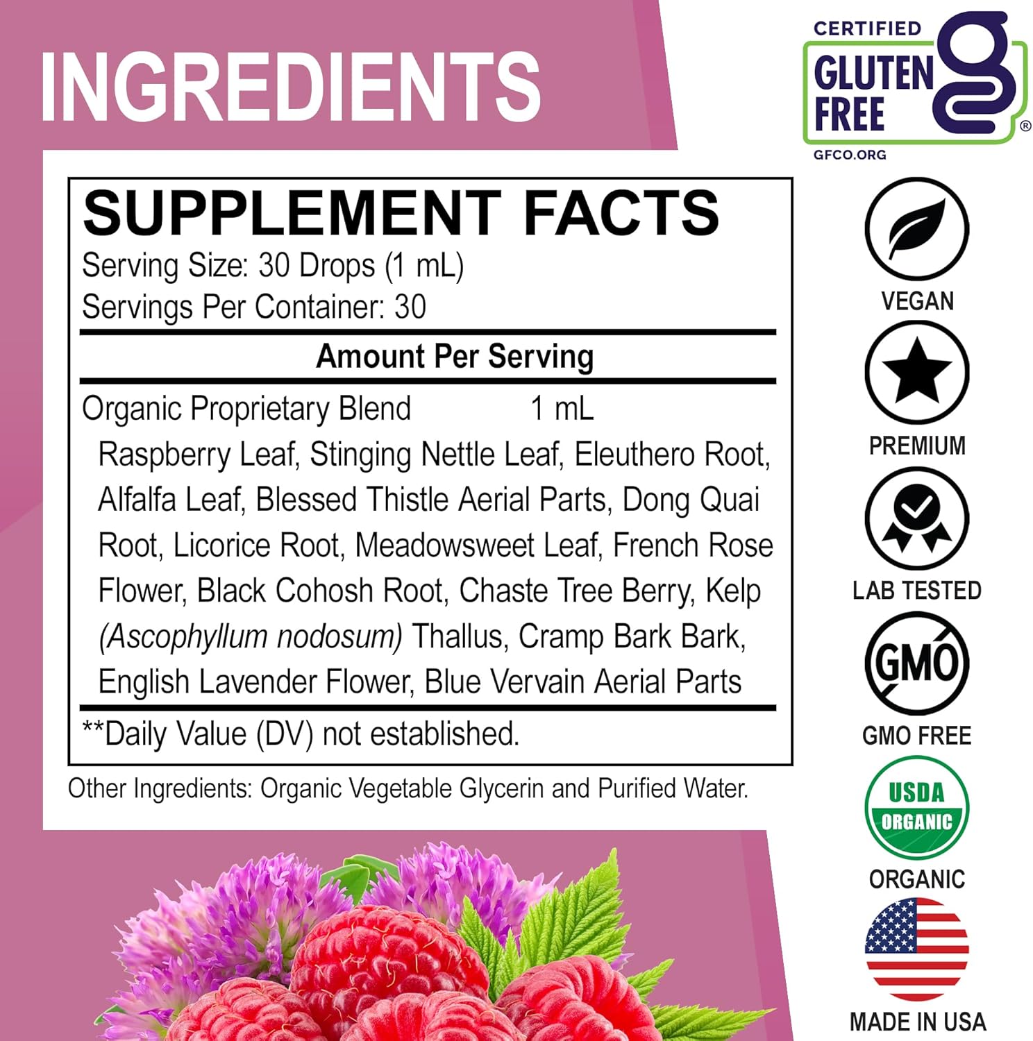 Hormone Balance for Women & PMS Relief - Women's Wellness Organic Hormonal Balance Supplements Liquid Drops & Menstrual Cramp Period Support - Raspberry Leaf, Chasteberry, Black Cohosh Supplement 1 Oz