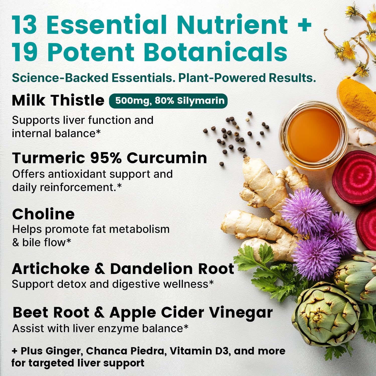 32-in-1 Liver Support with Milk Thistle Supplement – Liver Detox with Silymarin, Artichoke Extract & Beetroot Powder – Comprehensive Wellness Formula for Liver Cleanse – 1426mg (90 count) (Pack of 3)