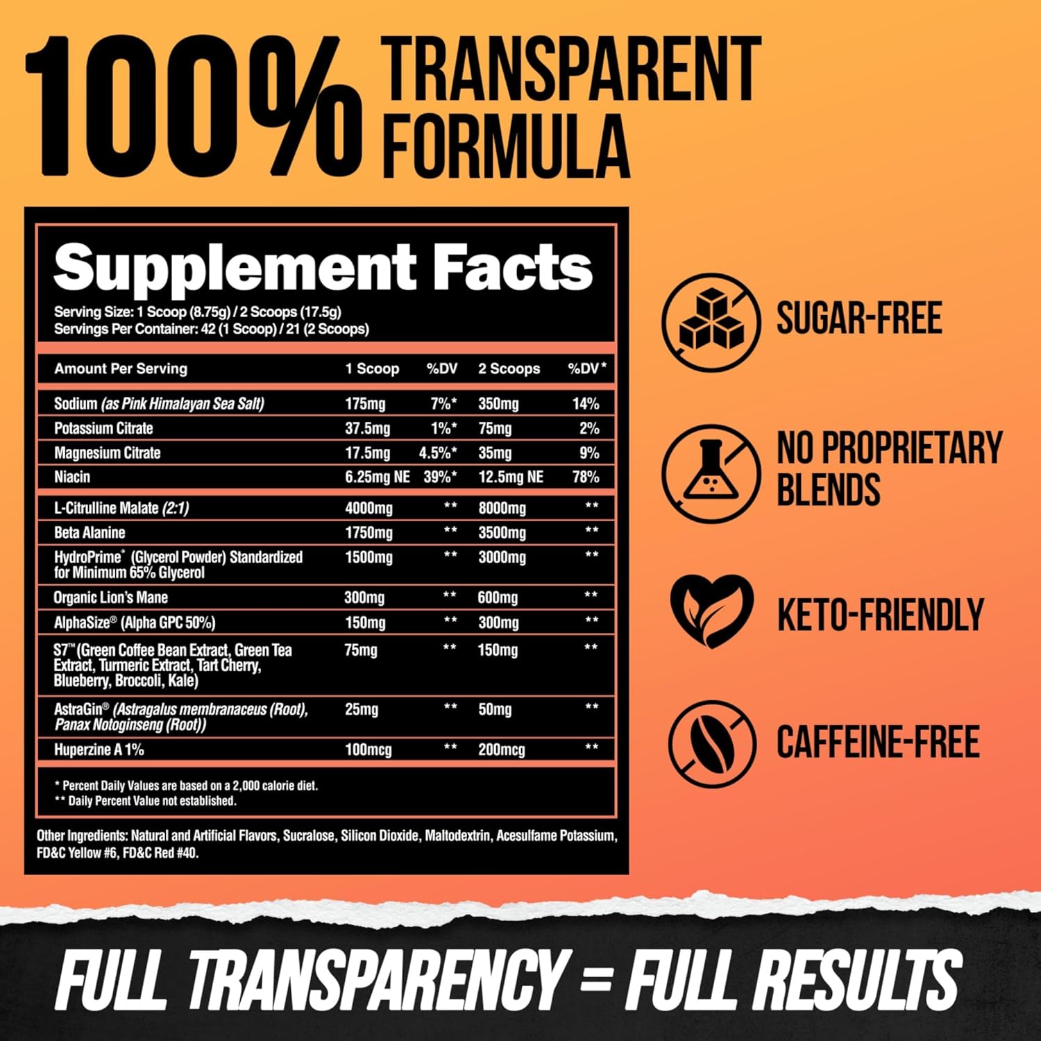 ALPHA LION Superhuman Pump Pre Workout Powder, Nootropic Caffeine & Stim Free Preworkout Supplement, Nitric Oxide Booster, Muscle Gainer, Energy & Focus (42 Servings, Peach Pumps Flavor)