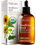 Gya Labs Organic Sunflower Oil for Skin - 100% Pure Natural Sunflower Seed Carrier Oil for Face, Hair, Scalp - Nourishing & Rejuvenating (3.4 Fl Oz)