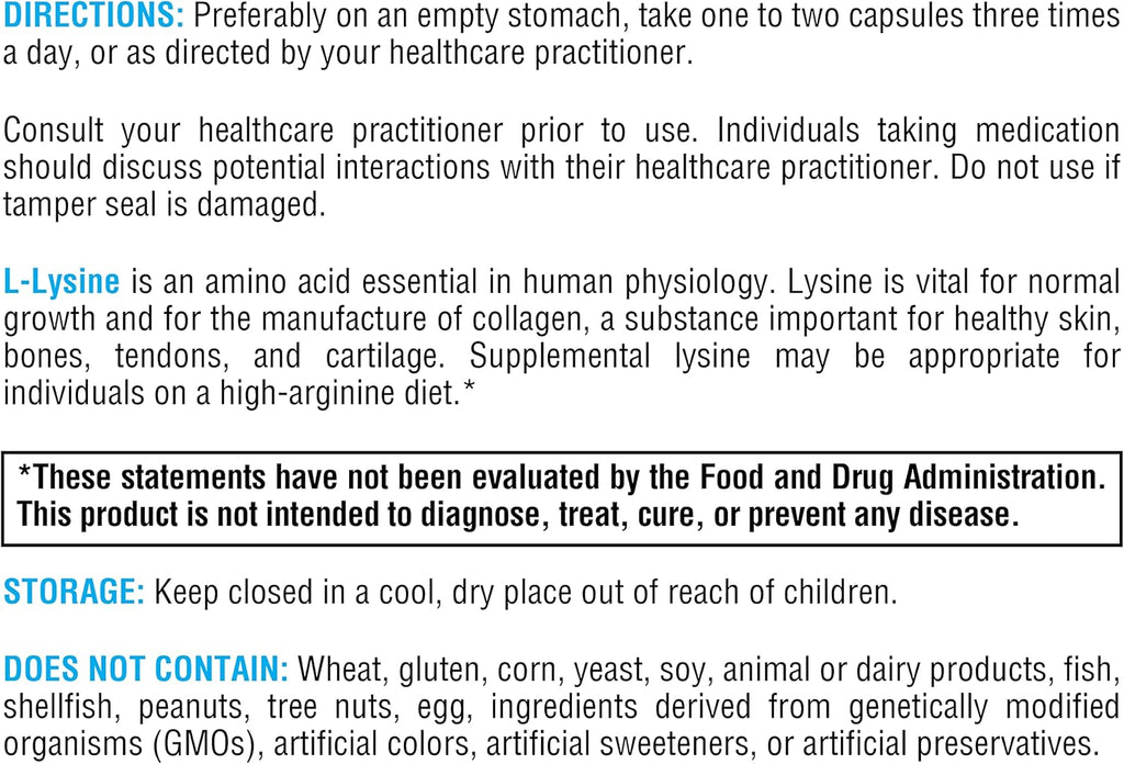 XYMOGEN L-Lysine 1000mg Capsules - Amino Acid Supplement to Support Synthesis of Collagen, Provides Balance to a High Intake of Arginine (90 Capsules)