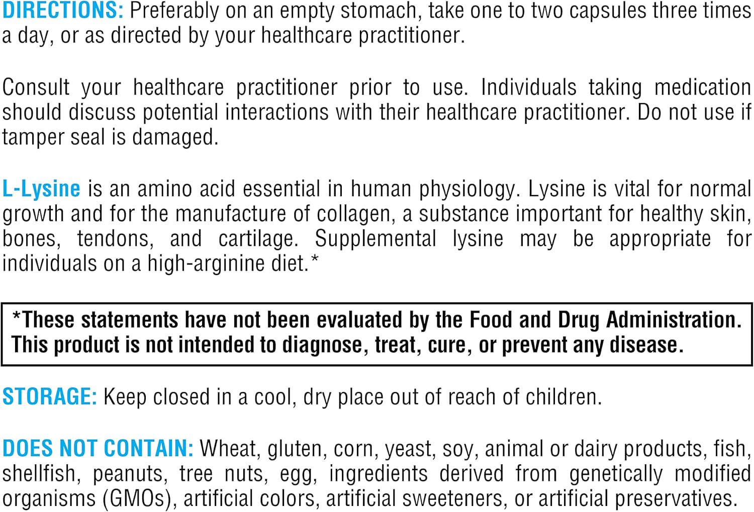 XYMOGEN L-Lysine 1000mg Capsules - Amino Acid Supplement to Support Synthesis of Collagen, Provides Balance to a High Intake of Arginine (90 Capsules)