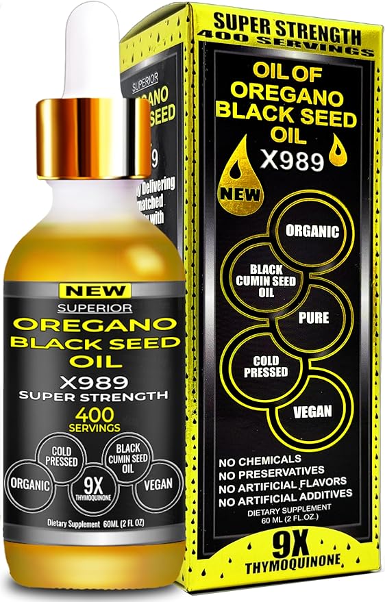 Oil Of Oregano With Black Seed Oil - 400 Servings, 2 in 1 Wild Oregano Oil with Black Seed Oil Drops, Organic Supplement, Alternative to Oregano and Black Seed oil Gel Capsules, Non-GMO, Vegan