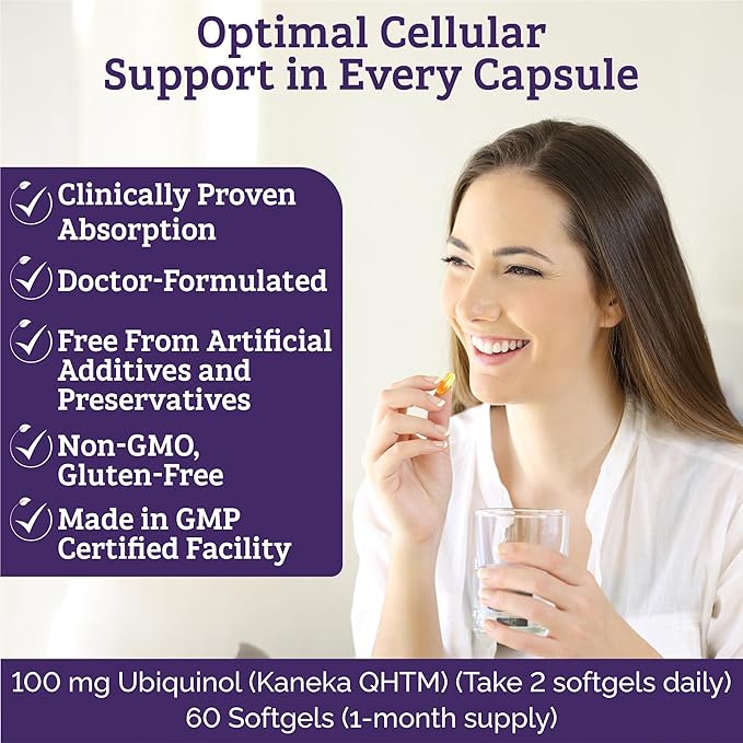 Everyday Cellular Health Supplement - Ubiquinol Coq10 Supplements With Vesisorb® For Enhanced Absorption - Energy Supplements Support Mitochondrial Function and Antioxidant Protection (2 Month Supply)