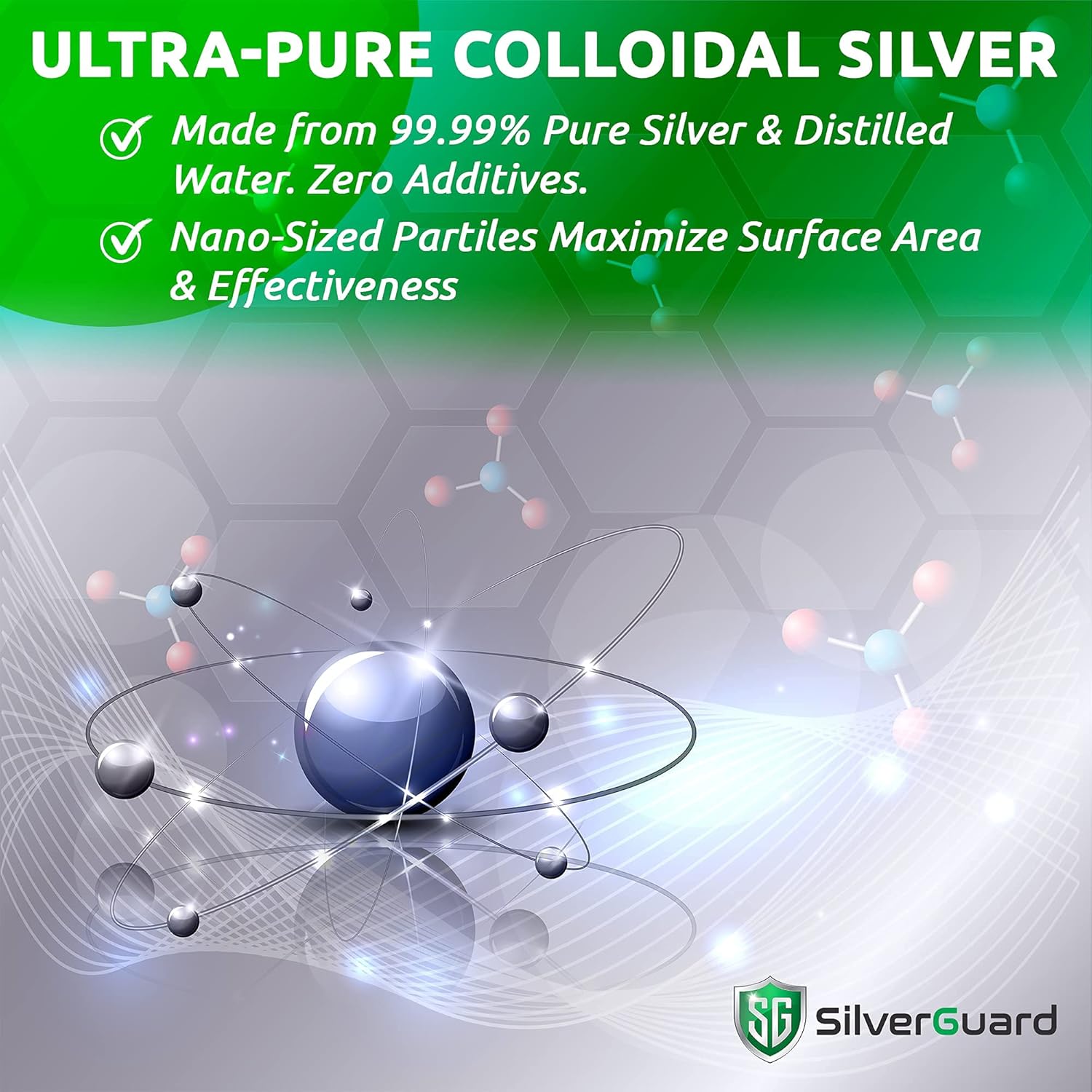 Enhanced Colloidal Silver Liquid Immune Support Supplement—30ppm Pure & Natural Structured Silver Water—Organic Colloidal Silver Solution—16 oz Bottle (1 Pack)