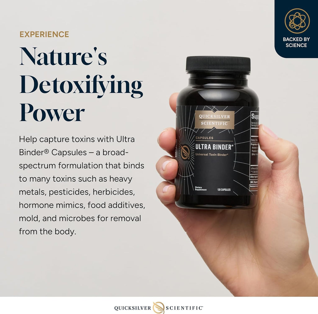 Quicksilver Scientific Ultra Binder - Multi Toxin Binder with Bentonite Clay Powder, Zeolite Detox & Charcoal - Supplement for Gut Support & The Body's Toxin Removal Process (120 Capsules)