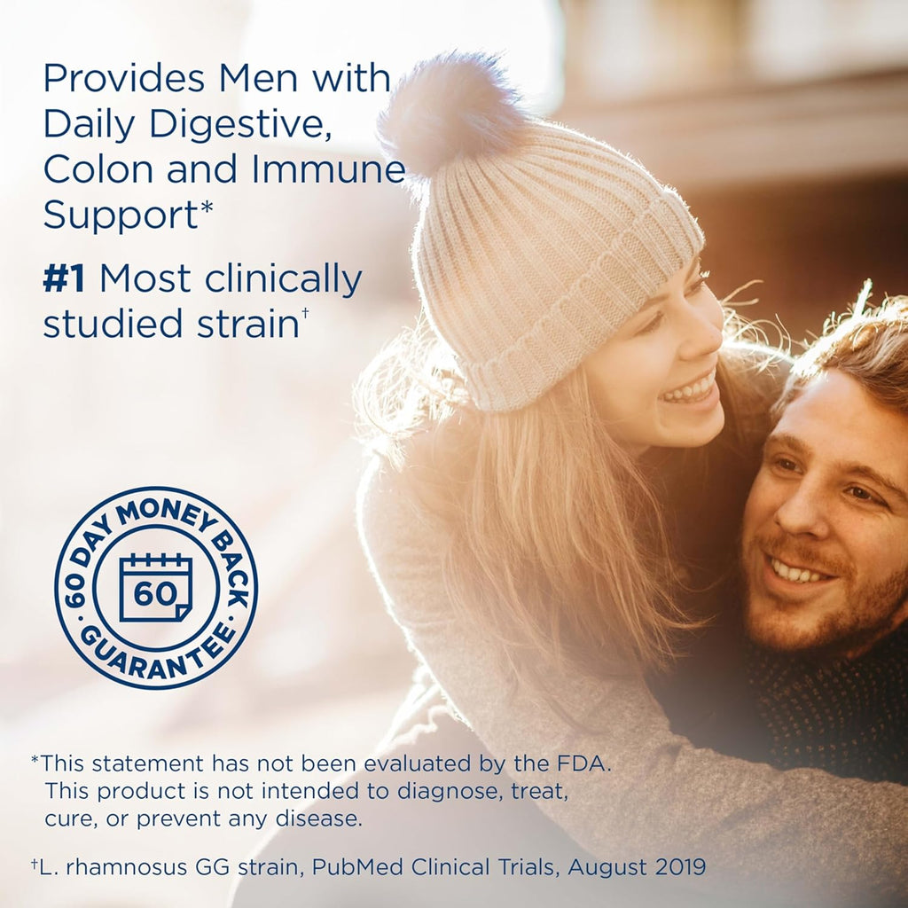 Renew Life Men's Care Probiotic Capsules, Supports Mens Digestive, Colon, Immune and Respiratory Health, L. Rhamnosus GG, Dairy, Soy and gluten-free, 90 Billion CFU, 30 Count