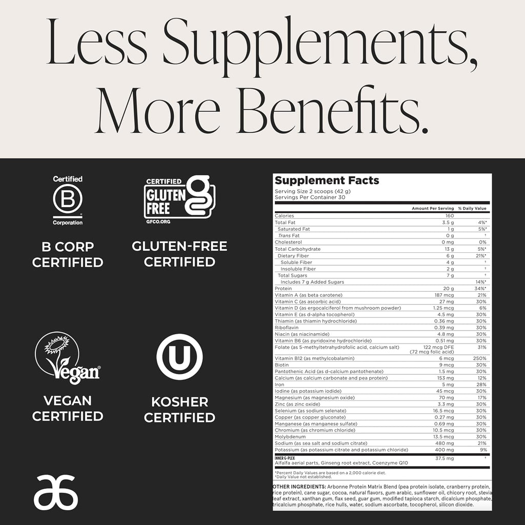 Arbonne Feelfit Pea Protein Shake - Daily Supplement Powder, Vegan Protein for Support of Overall Health, Energy and Well-Being, Chocolate
