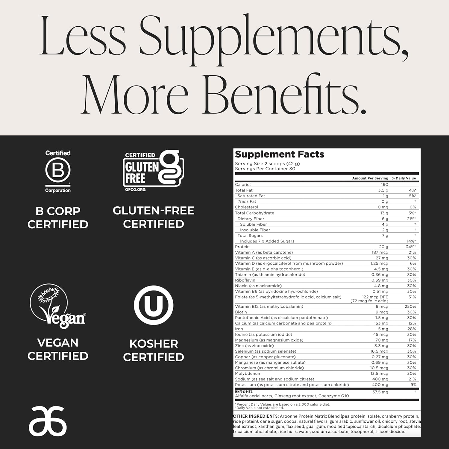 Arbonne Feelfit Pea Protein Shake - Daily Supplement Powder, Vegan Protein for Support of Overall Health, Energy and Well-Being, Chocolate