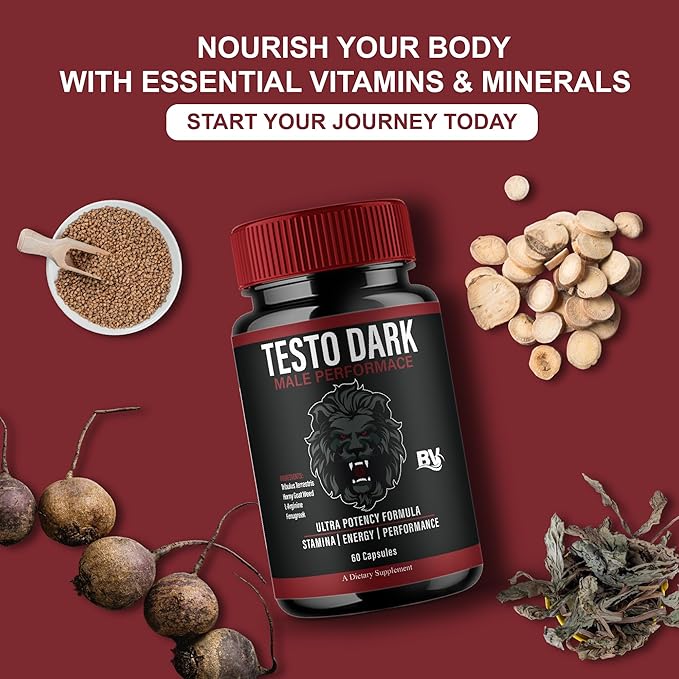 BLUE VIBE TestoDark Premium Wellness & Advanced Health Management Supplement Pills, TestoDark Maximum Strength Daily Health & Overall Wellness Formula Supplement Tablets (5 Pack - 300 Capsules)