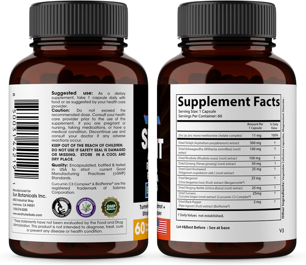 Shilajit Pure Himalayan for Men & Women | 120 Capsules with Ashwagandha | High Potency and Energy Supplement | Better Absorption than Gummies | For Extra Power and Stamina | Combo with Sea Moss