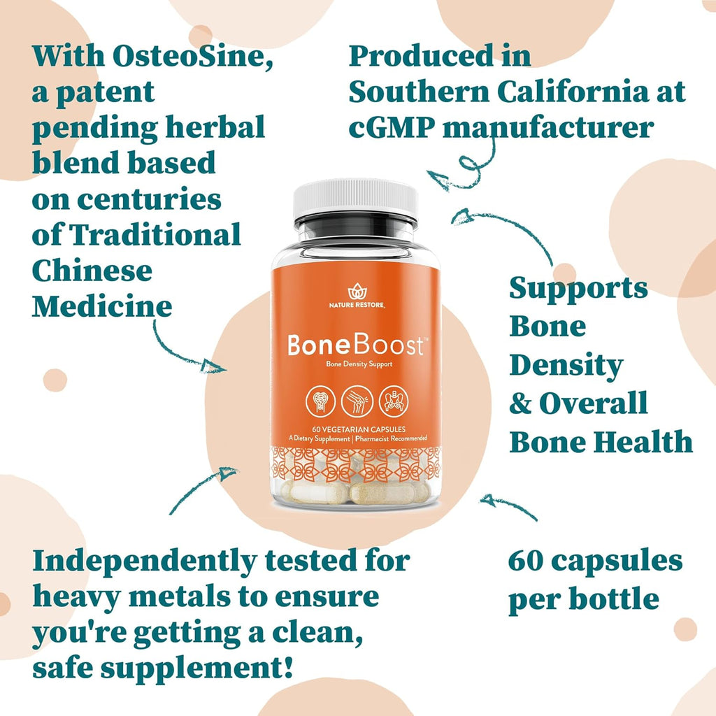 BoneBoost, Natural Bone Health Supplement, 60 Capsules, Manufactured in USA, Non GMO, Gluten Free