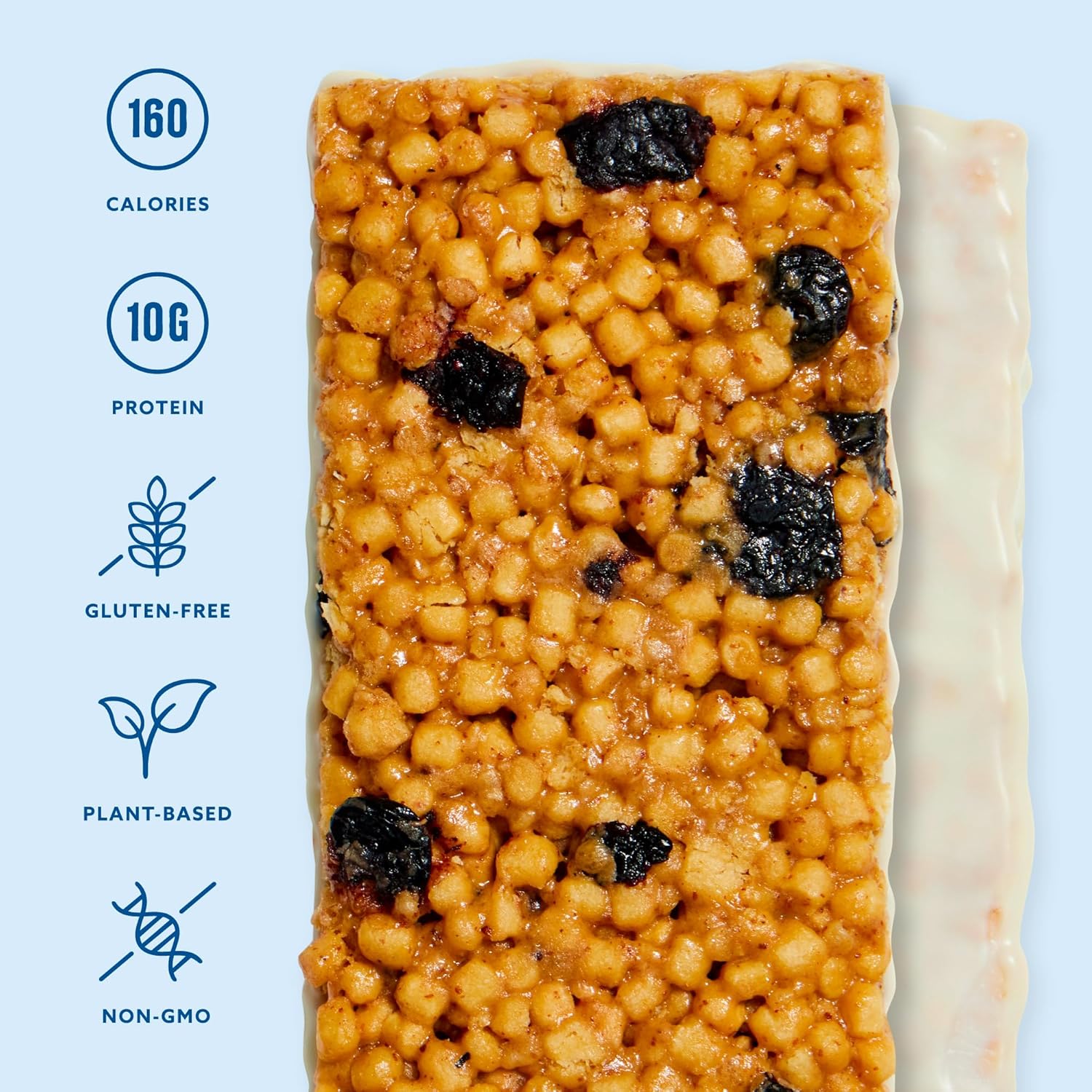 Mezcla Puff Crispy Protein Bars, Gluten Free & Vegan Protein Bars, 10g Protein, Alt for Crispy Rice Treat, Granola Bars & Breakfast Bars, Healthy Snacks for Adults, Maple Bluberry, 12 Pack