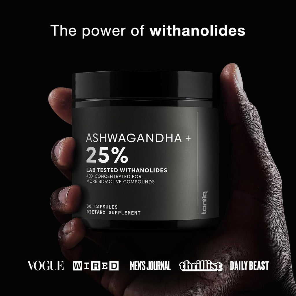 Ashwagandha - Ultra High Potency 40:1 Extract with 25% Withanolides - Wild Harvested in India - Highly Concentrated & Third-Party Lab Tested - 60 Capsules