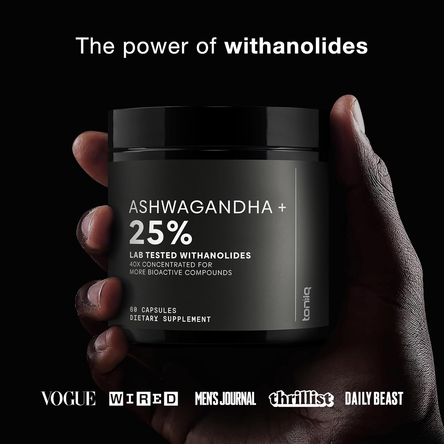 Ashwagandha - Ultra High Potency 40:1 Extract with 25% Withanolides - Wild Harvested in India - Highly Concentrated & Third-Party Lab Tested - 60 Capsules