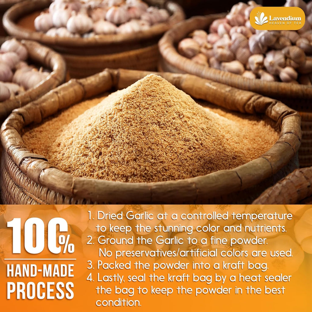 Lavendium, Premium 25oz Garlic Powder, 100% Natural and Pure from Garlic, Rich Flavor, Perfect for Cooking & Seasoning, No Additives, No Gluten, No Sugar, Vegan