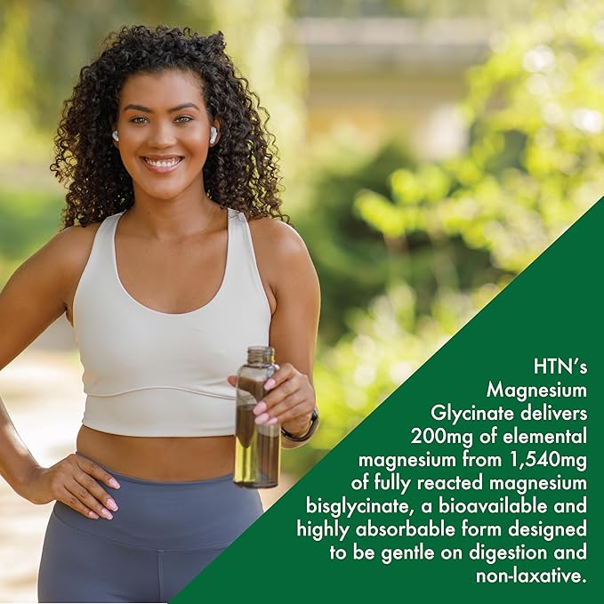 Magnesium Glycinate - Muscle, Nerves, Relaxation & Sleep Supplement | 200mg Elemental Magnesium Fully Reacted Chelated | Gentle on The Stomach | Non-GMO 120 Tablets | by Health Thru Nutrition