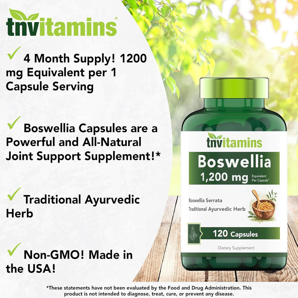 Boswellia Serrata Herbal Extract Capsules | 1200 MG/Capsule (120 Capsules) | Joint Support Supplement* | Ayurvedic Herb: Indian Olibanum/Frankincense