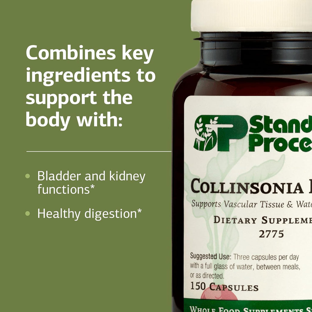 Standard Process Collinsonia Root - Whole Food Vascular Supplement, Digestive Health, Bladder Support, Digestion, and Kidney Support with Collinsonia Root -150 Capsules