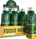 BrainJuice Brain Support Shot, Gluten Free Supplement Shots for Energy & Focus, Healthy Drinks with Alpha GPC, Vitamin B & Organic Green Tea Extract Caffeine, Peach Mango, 2.5 fl oz, 12 Pack